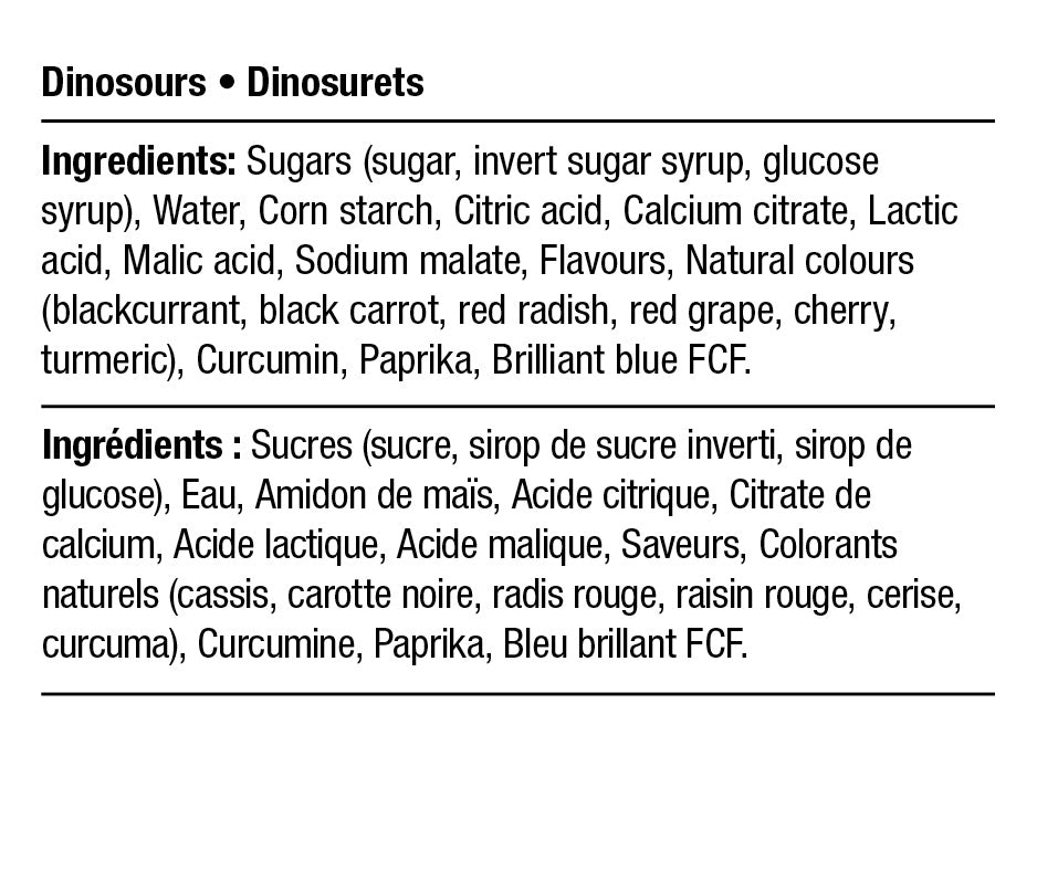 Ingredients - DinoSurets Végétaliens