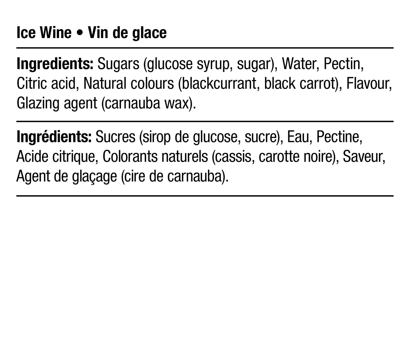 Ingredients - Vin de glace
