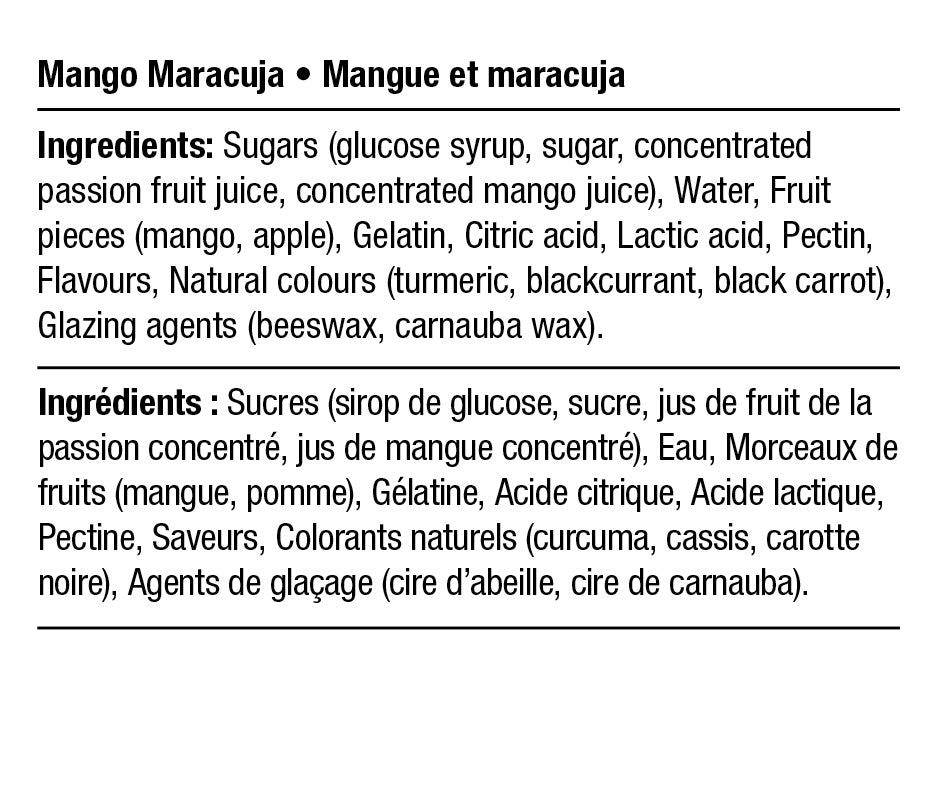 Ingredients - Mangue et Maracuja