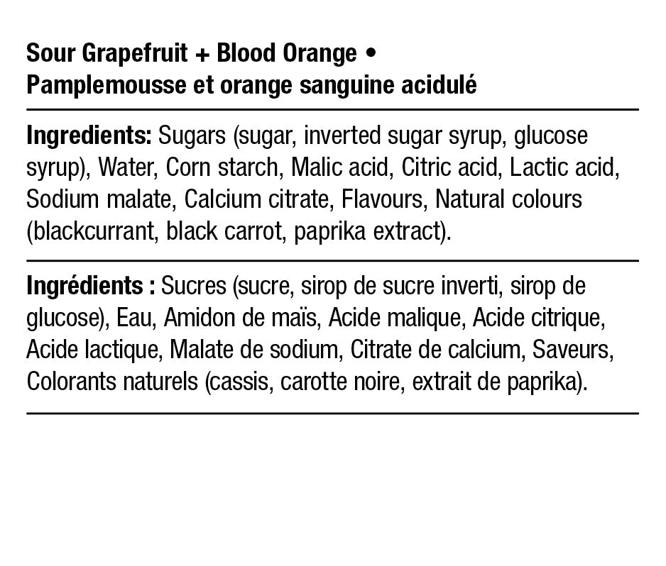 Ingredients - Pamplemousse et Orange Sanguine Acidulés