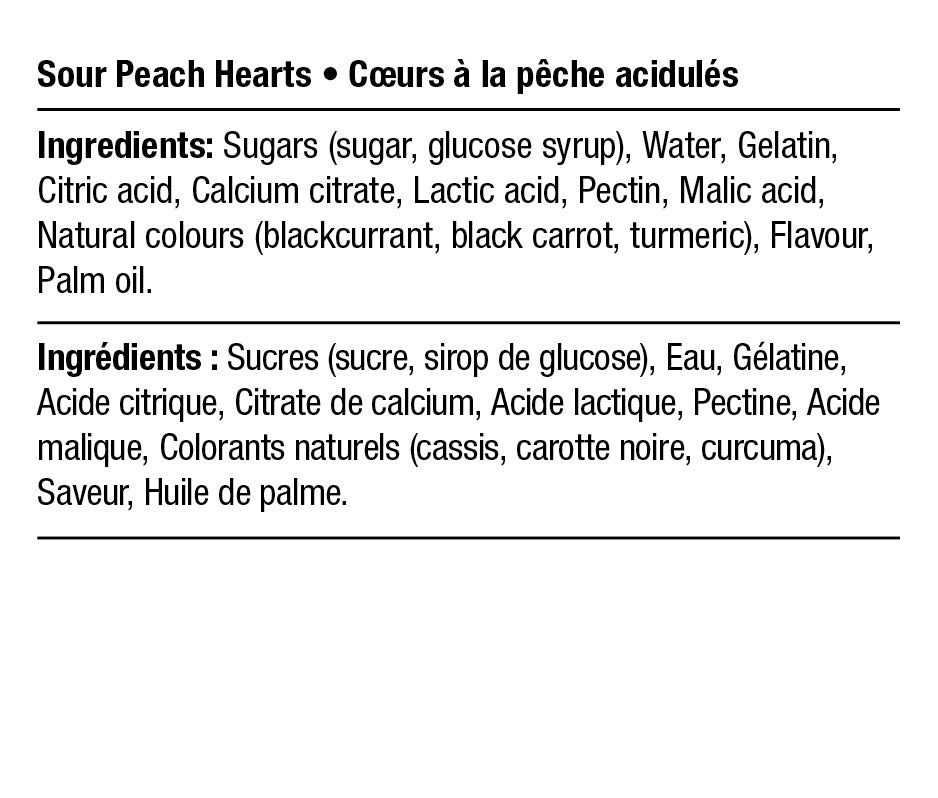 Ingredients - Cœurs à la pêche acidulés