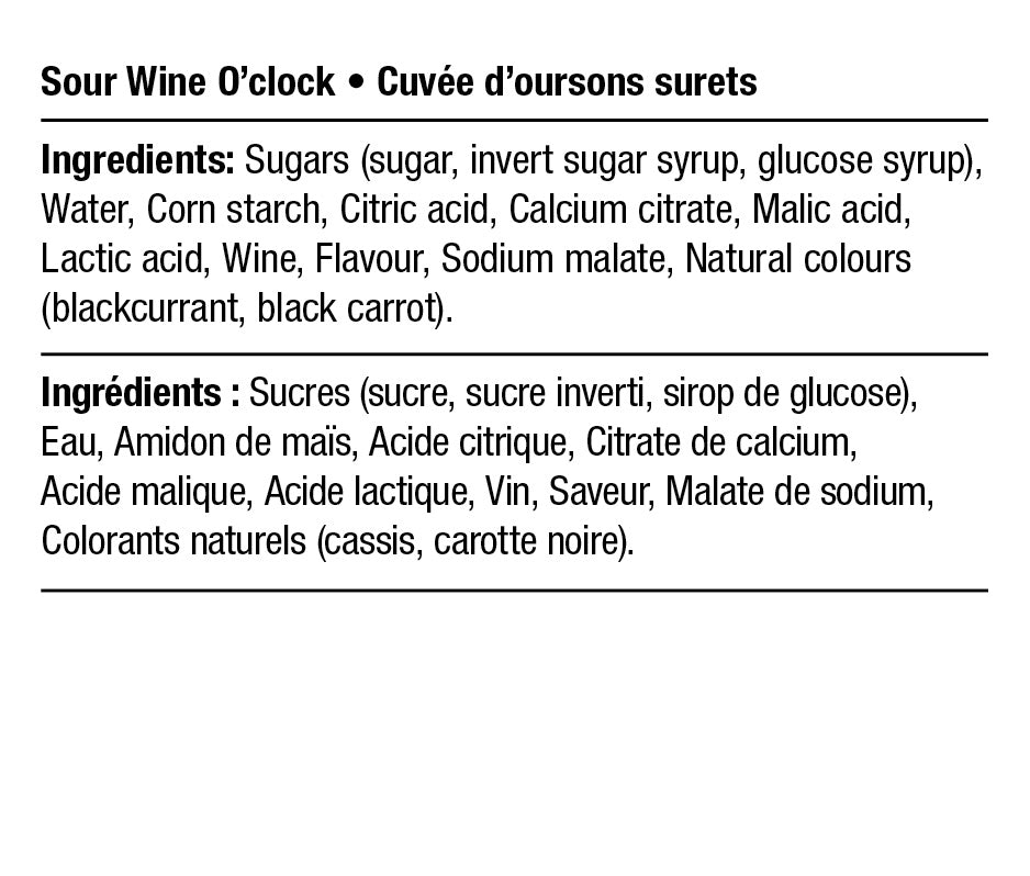 Ingredients - Cuvée d'oursons surets 