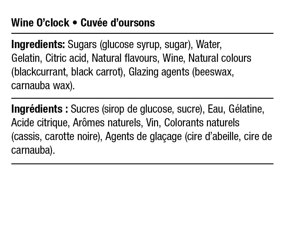 Ingredients - Cuvée d'oursons